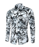 Mens Casual Shirt Long Sleeve Floral Stylish Slim Fit Button Down Dress Shirt