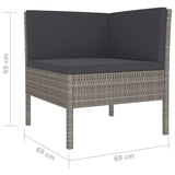 10 Piece Patio Lounge Set with Cushions Poly Rattan Gray