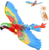 GARENT Flying Bird Cat Toy; Simulation Bird Interactive Cat Toy for Indoor Cats; Interactive Electric Hanging Flying Bird Toy for Cats Kitten Play Hunting Exercising Eliminating Boredom (Parrot)