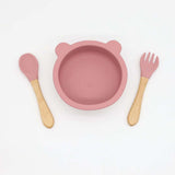 Baby Bear Shape Food Training Silicone Bowl With Spoon Tableware