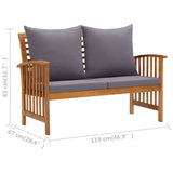 3 Piece Patio Lounge Set with Cushions Solid Acacia Wood