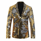 Mens Sport Coat Slim Fit Notched Lapel Sequins Dance Party Blazer Jacket