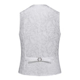 Mens Formal Wedding Paisley Waistcoat Bow Tie Set Jacquard Woven Suit Vest