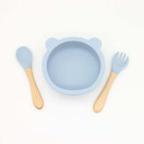 Baby Bear Shape Food Training Silicone Bowl With Spoon Tableware