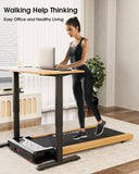 Wood Under Desk Treadmill, Walking Pad Treadmills for Home, Portable Treadmill with LED Display and Remote Control, Installation-Free Jogging Machine for Office and Apartment