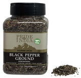 Pride of India – Black Pepper Ground – Ideal for Gourmet Dishes/ Soups/ Stews/ Rubs – Fresh & Preservatives Free – Warming Spice – Easy to Store – 8oz. Medium Dual Sifter Jar