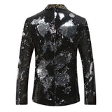 Mens Sport Coat Slim Fit Notched Lapel Sequins Dance Party Blazer Jacket