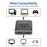 HDMI Switch 4K HDMI Splitter; 2 Input 1 Output Or 1 In 2 Out; Supports 4K 60Hz 3D HD 1080P For PC Monitor; Projector; Blu-Ray Player; TV Stick; Switch; Xbox; PS5; HDTV Laptop