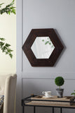 18.5" x 18.5" Hexagon Mirror with Solid Wood Frame, Wall Decor for Living Room Bathroom Hallway, Dark Brown