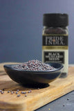 Pride of India – Black Mustard Seed – Gourmet & Vegan Indian Spice – Pungent/Spicy Flavor – Dry Seasoning - Gluten & GMO Free – Easy to Use – 3oz. Small Dual Sifter Bottle