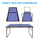 Table Tennis Table Foldable & Portable Ping Pong Table Set with Net and 2 Ping Pong Paddles for Indoor Outdoor Game