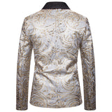 Mens Dress Blazer Gold Sequin Slim Fit Suit Jacket