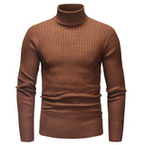 Mens Turtleneck Sweater Ribbed Slim Fit Knitted Pullover Turtleneck Sweater