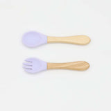 Baby Food Grade Wooden Handles Silicone Spoon Fork Cutlery