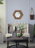 18.5" x 18.5" Hexagon Mirror with Natural Wood Frame, Wall Decor for Living Room Bathroom Hallway,