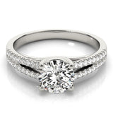 14k White Gold Split Shank Round Diamond Engagement Ring (1 1/8 cttw)