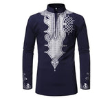 Mens Mandarin Collar Long Sleeve Button Down Shirt