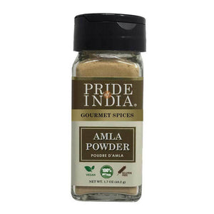 Pride of India – Amla Powder – Gourmet Spice – Tangy & Savory – Pure Indian Gooseberry Ground – Antioxidant Rich – GMO/Gluten Free – Easy to Use – 1.7 oz. Small Dual Sifter Bottle