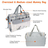 11Pcs Baby Nappy Diaper Bags Set for Mom Dad Mummy Shoulder Bags Multifunctional Diaper Handbags with Food Bag Bottle Bag Diaper Pad Burp Cloth 2 Hook Straps