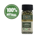 Pride of India – Green Cardamom Whole – Gourmet & Aromatic Spice – Flavoring agent for bakes/teas/drinks & more – Full Bodied Green Pods – 1.6 oz. Small Dual Sifter Bottle