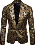 Mens Paisley Tuxedo Jackets Slim Fit Blazers Jacket One Button Stylish Wedding Party Dress Suit