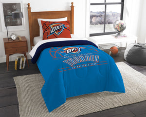 Thunder OFFICIAL National Basketball Association; Bedding; "Reverse Slam" Printed Twin Comforter (64"x 86") & 1 Sham (24"x 30") Set by The Northwest Company