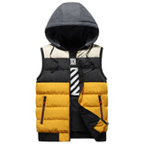 Mens Padded Vest Slim Fit Sleeveless Removable Cap Waistcoat