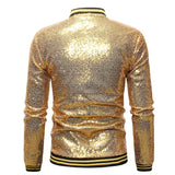 Mens Stylish Gold Sequined Jacket Prom Coats