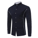 Mens Mandarin Collar Slim Fit Long Sleeve Casual Button Down Dress Shirt