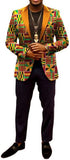 Mens African Suit Jacket Print Blazer Slim Fit Sport Coat 1 Button Fashion Tuxedo for Party; Banquet; Festival Celebration