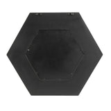 18.5" x 18.5" Hexagon Mirror with Solid Wood Frame, Wall Decor for Living Room Bathroom Hallway, Black