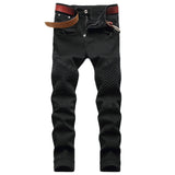 Mens Ribbed Jeans Straight Fit Denim Pants