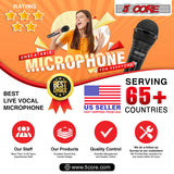 5 CORE Karaoke Microphone Dynamic Vocal Handheld Mic Pair Cardioid Unidirectional Microfono w On and Off Switch Includes XLR Audio Cable Mic Holder PM 757 2 PCS