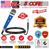 5 CORE 2 Pack Handheld Microphone Unidirectional Vocal Dynamic Cardioid Mic with Detachable 10ft XLR Cable, Clip, Mesh Grille & ON/Off Switch Suited for Speakers, Amp, Karaoke Singing Get in Pair