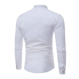 Mens Mandarin Collar Slim Fit Long Sleeve Casual Button Down Dress Shirt