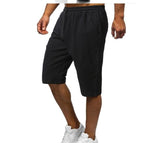 Men's Cotton Linen Drawstring Sports Straight Loose Shorts