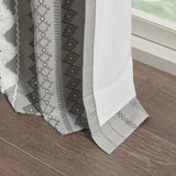 Imani Cotton Printed Curtain Panel with Chenille Stripe and Lining