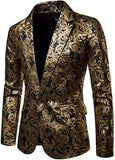 Mens Paisley Tuxedo Jackets Slim Fit Blazers Jacket One Button Stylish Wedding Party Dress Suit