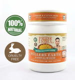 Pride Of India - Fuller's Earth Indian Clay Healing Face Mask Powder w/ Sandalwood, Half Pound Jar, 100% Natural