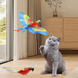 GARENT Flying Bird Cat Toy; Simulation Bird Interactive Cat Toy for Indoor Cats; Interactive Electric Hanging Flying Bird Toy for Cats Kitten Play Hunting Exercising Eliminating Boredom (Parrot)