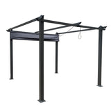 10x10 Ft Outdoor Patio Retractable Pergola With Canopy Sunshelter Pergola for Gardens; Terraces; Backyard; Gray