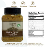 Pride of India – Tikka Curry Masala Seasoning Spice – Gourmet Curry Mix – Ideal for Vegetarian and Meat Dishes – Natural & GMO Free – Easy To Use - 8 oz. Medium Dual Sifter Jar