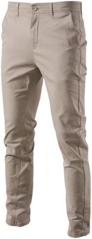 Mens Solid Color Casual Pants Cotton Fabric Breathe Freely Youth Trousers for Outdoors, Party