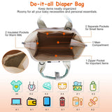 11Pcs Baby Nappy Diaper Bags Set for Mom Dad Mummy Shoulder Bags Multifunctional Diaper Handbags with Food Bag Bottle Bag Diaper Pad Burp Cloth 2 Hook Straps