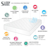 2-in-1 Cool/Warm Reversible Waterproof and Stain Release Mattress Pad