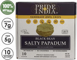 Pride Of India - Salty Black Bean Namkeen Papadum Lentil Crisp - 10 count (3.53oz - 100gm) - Lentil Chips, Gluten-Free Crackers, Healthy Snacks, Indian Snacks, Lentil Crackers