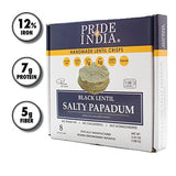 Pride Of India - Salty Black Bean Namkeen Papadum Lentil Crisp - Pack of 6 - 8 count Box 6 * 100gm oz