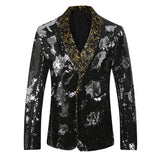 Mens Sport Coat Slim Fit Notched Lapel Sequins Dance Party Blazer Jacket