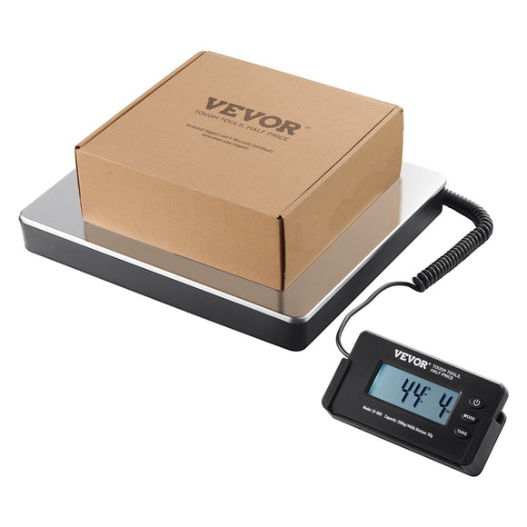 VEVOR Digital Shipping Scale, 440 lbs x 1.7 oz. Heavy Duty Postal Scale with Timer, Tare Function, HD LCD Screen Portable Package Scale for Luggage, Home, Post Office, AC/DC Powered, FCC Listed