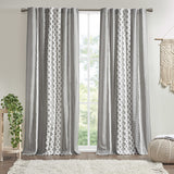 Imani Cotton Printed Curtain Panel with Chenille Stripe and Lining